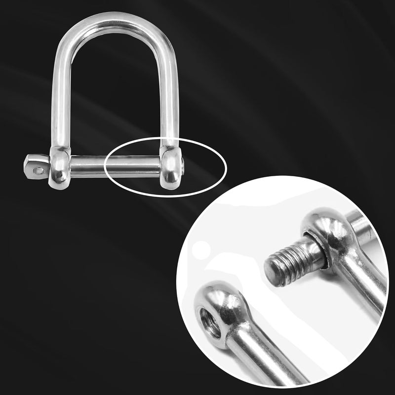 Laorde Marine Grade 316 Stainless Steel Wide D Shackle, 1/2", 3/8", 5/16", 1/4", Clevis Anchor Shackle for Boat, Sailboat, Chain, Rigging Clasp - Image 5
